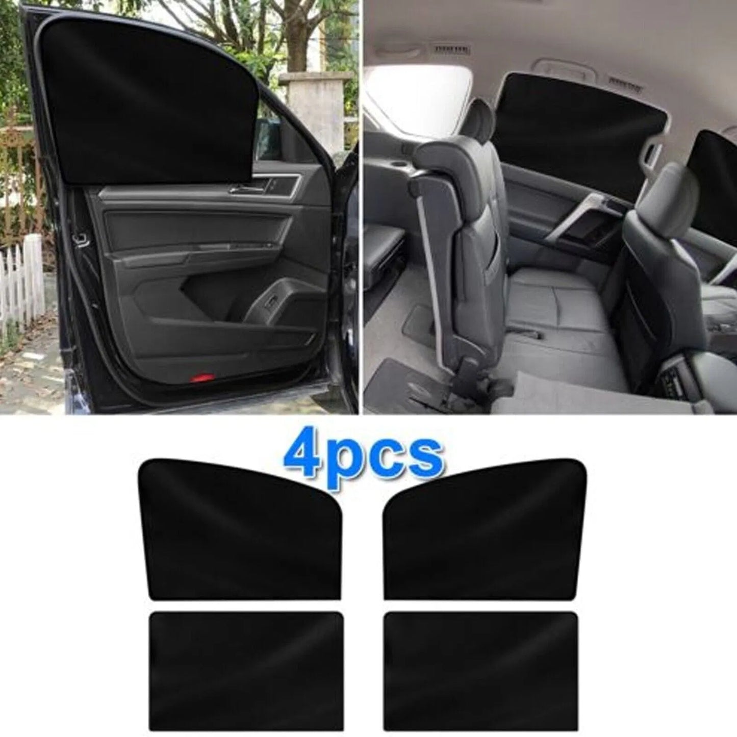 4-Pack Magnetic Car Window Sun Shades - UV Block, Privacy, Universal