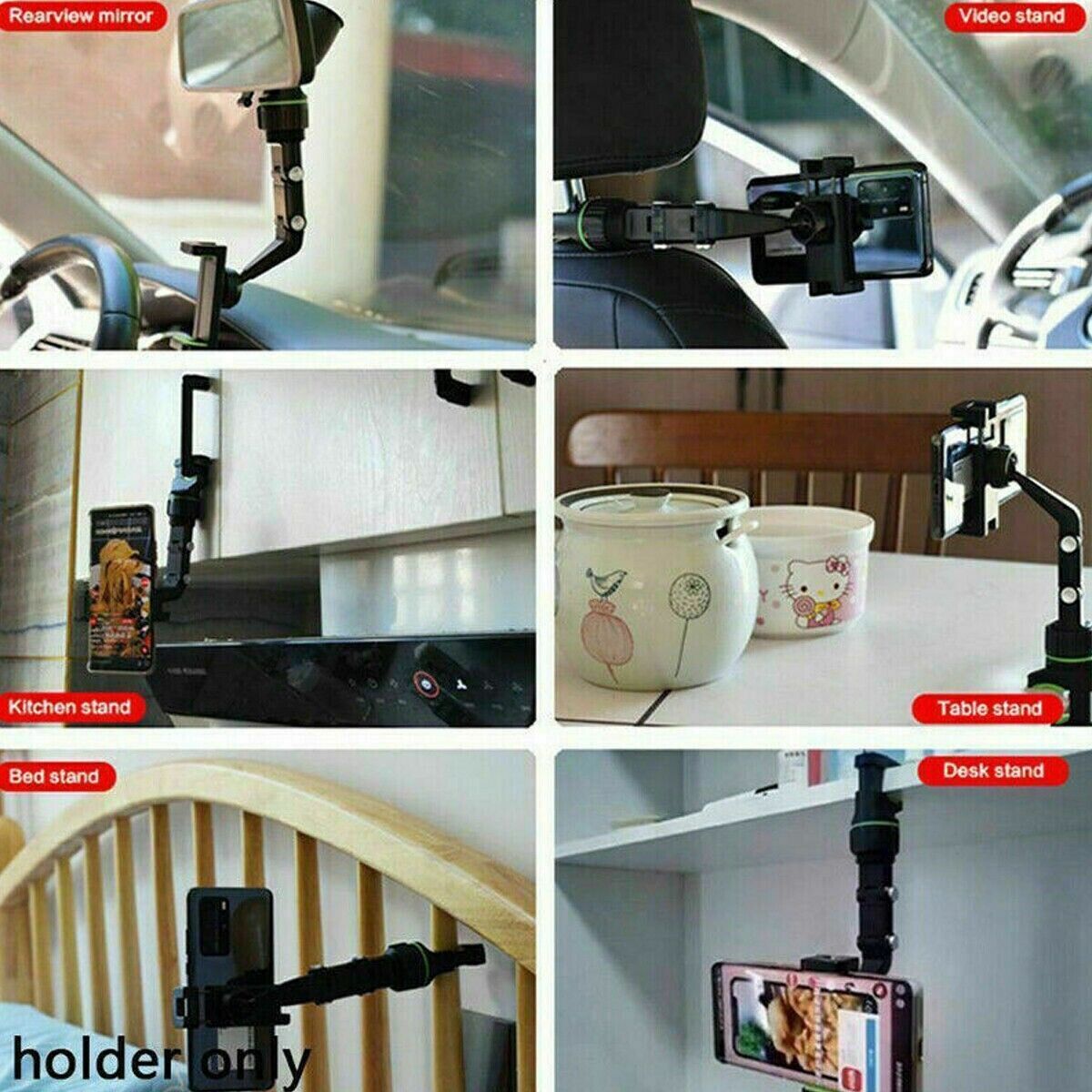 Universal Rearview Mirror Phone Mount - 360 Rotation, One-Hand Operation