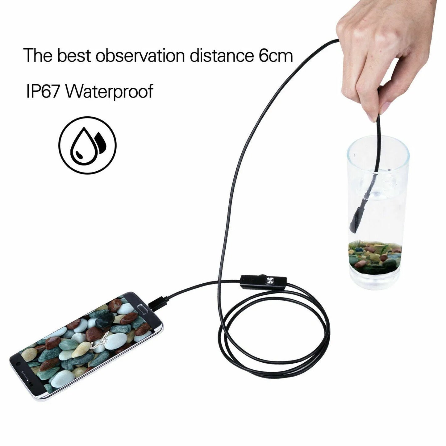 USB Endoscope Borescope Inspection Camera - 5M Cable, 8mm Waterproof