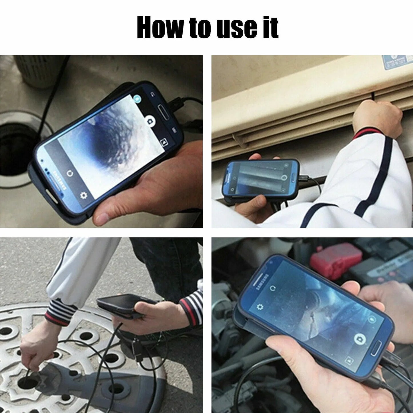 USB Endoscope Borescope Inspection Camera - 5M Cable, 8mm Waterproof