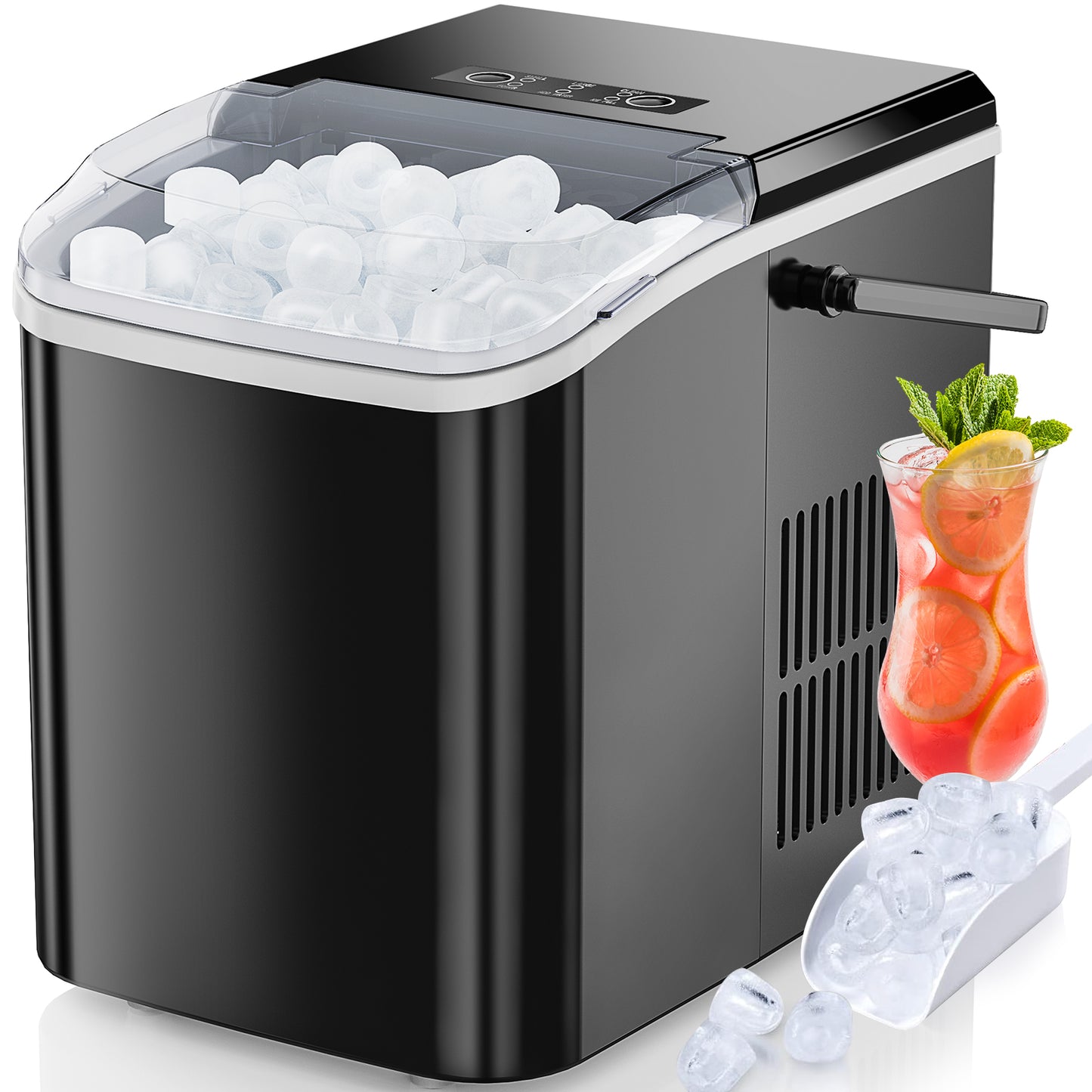 Portable Ice Maker Countertop Self Cleaning Dual Size Ice Bullet Quiet 40dB