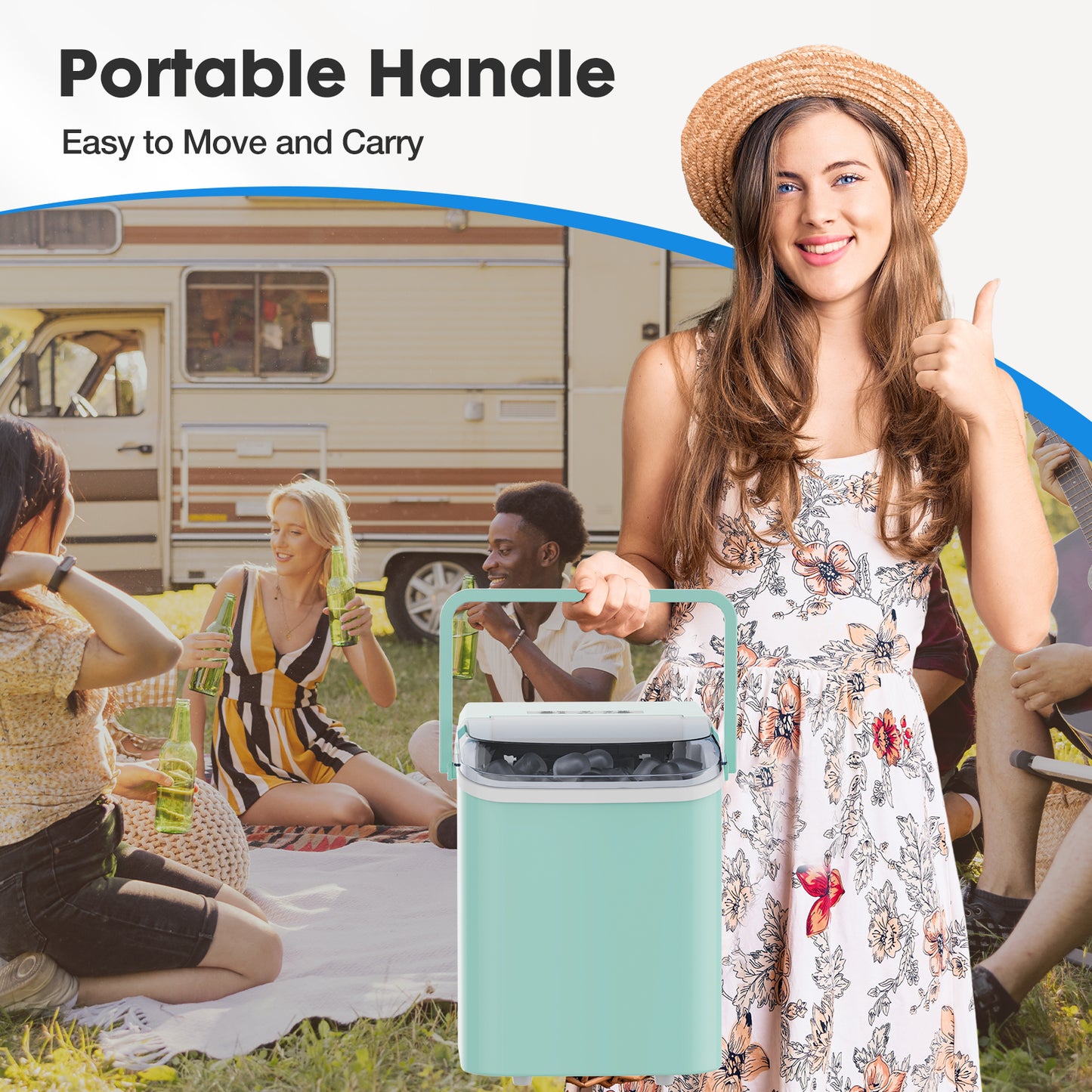 Portable Ice Maker Countertop Self Cleaning Dual Size Ice Bullet Quiet 40dB
