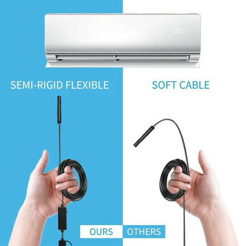 USB Endoscope Borescope Inspection Camera - 5M Cable, 8mm Waterproof