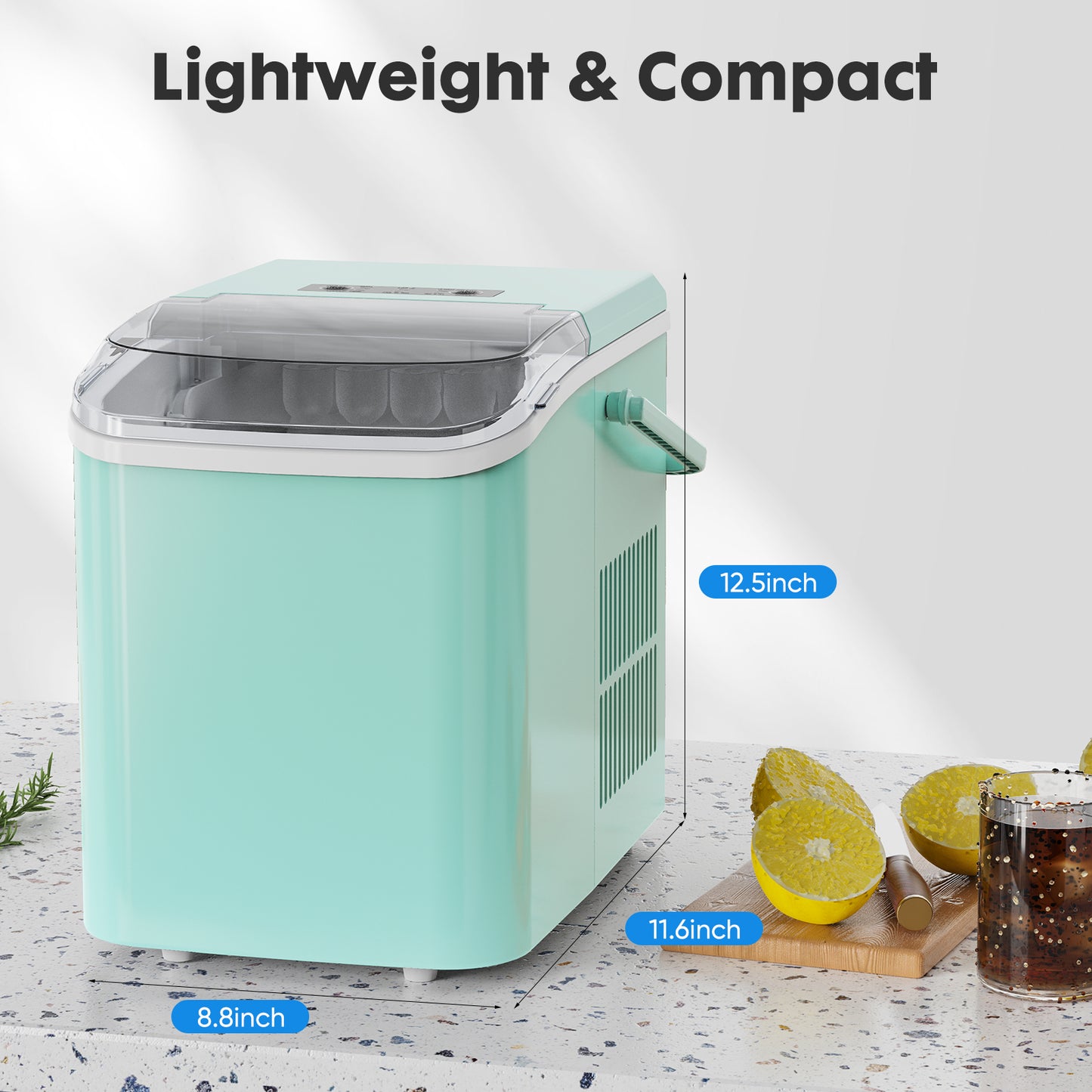 Portable Ice Maker Countertop Self Cleaning Dual Size Ice Bullet Quiet 40dB