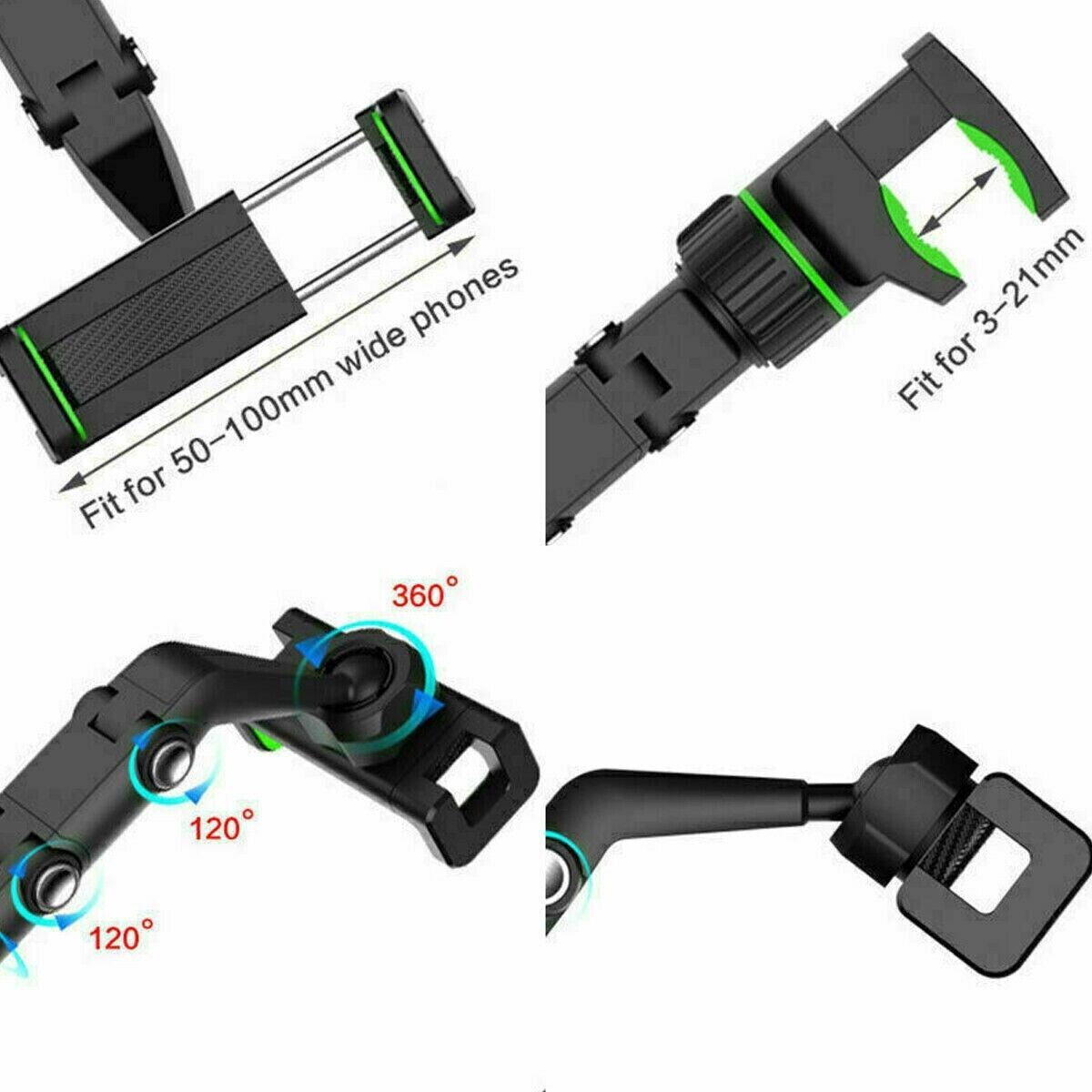 Universal Rearview Mirror Phone Mount - 360 Rotation, One-Hand Operation