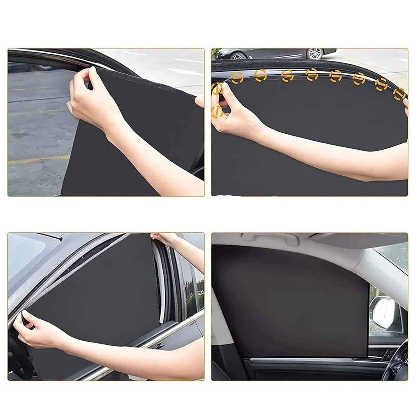4-Pack Magnetic Car Window Sun Shades - UV Block, Privacy, Universal