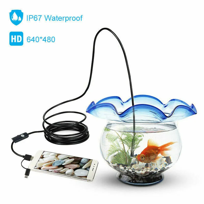 USB Endoscope Borescope Inspection Camera - 5M Cable, 8mm Waterproof