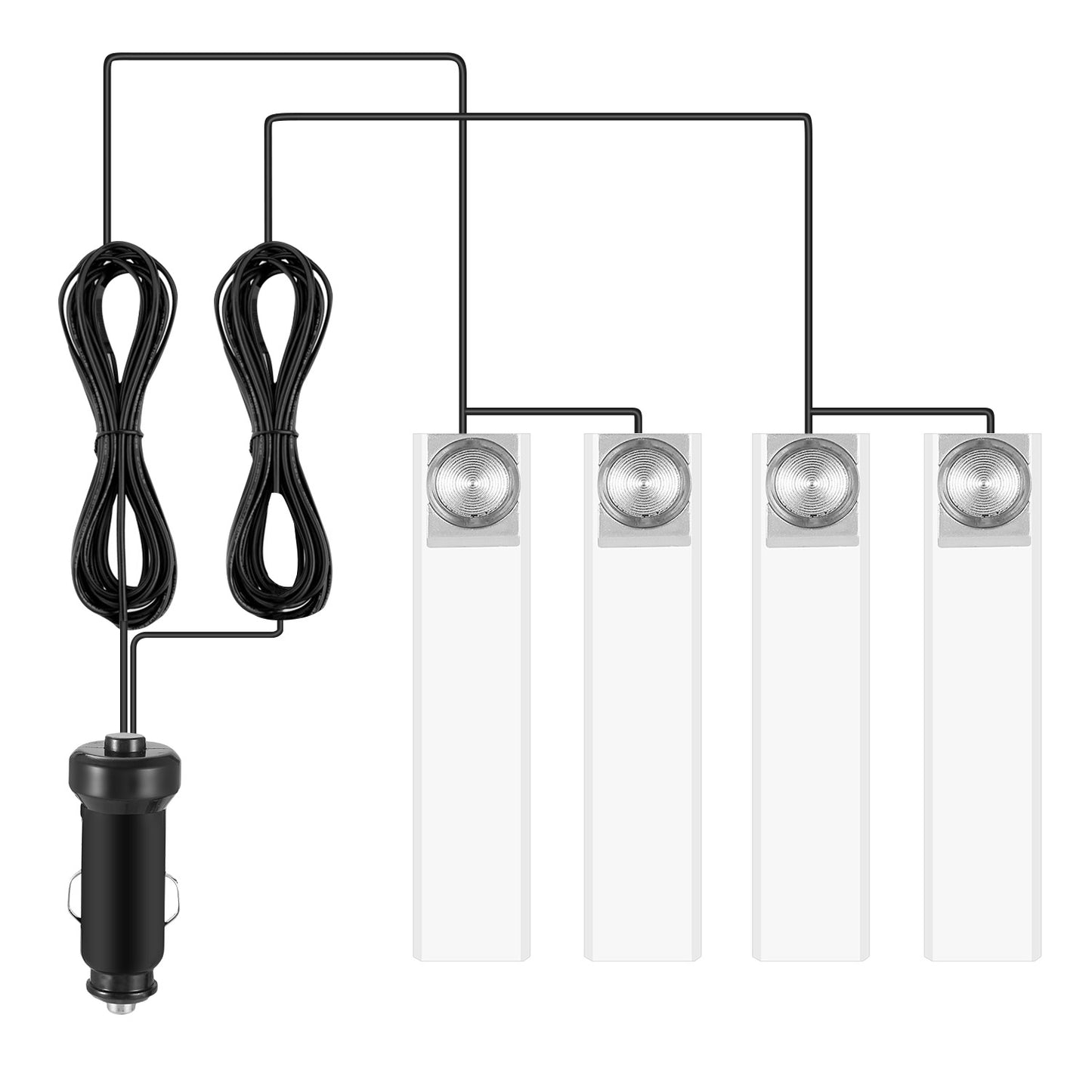 4-Piece Car Interior LED Atmosphere Lights - USB Powered, Multi-Color
