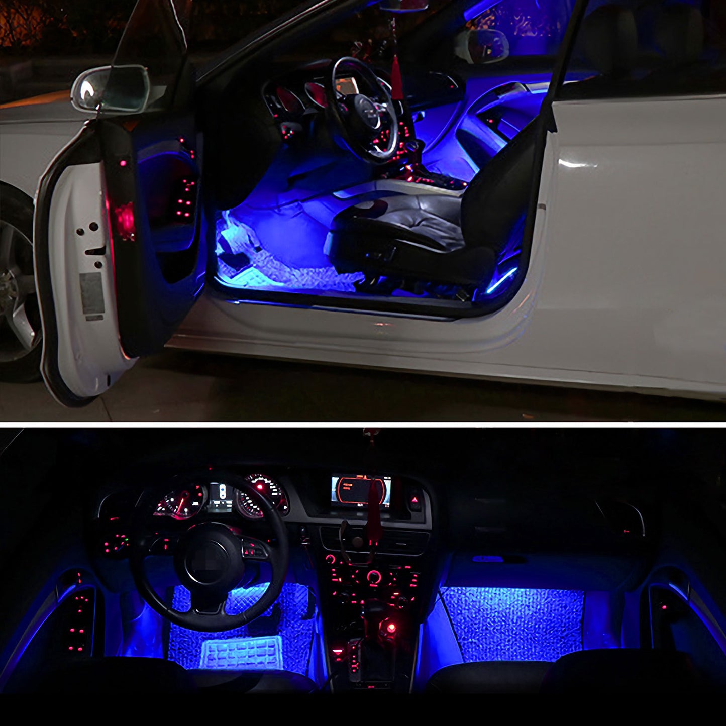 4-Piece Car Interior LED Atmosphere Lights - USB Powered, Multi-Color