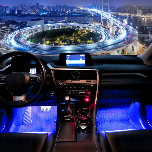 4-Piece Car Interior LED Atmosphere Lights - USB Powered, Multi-Color