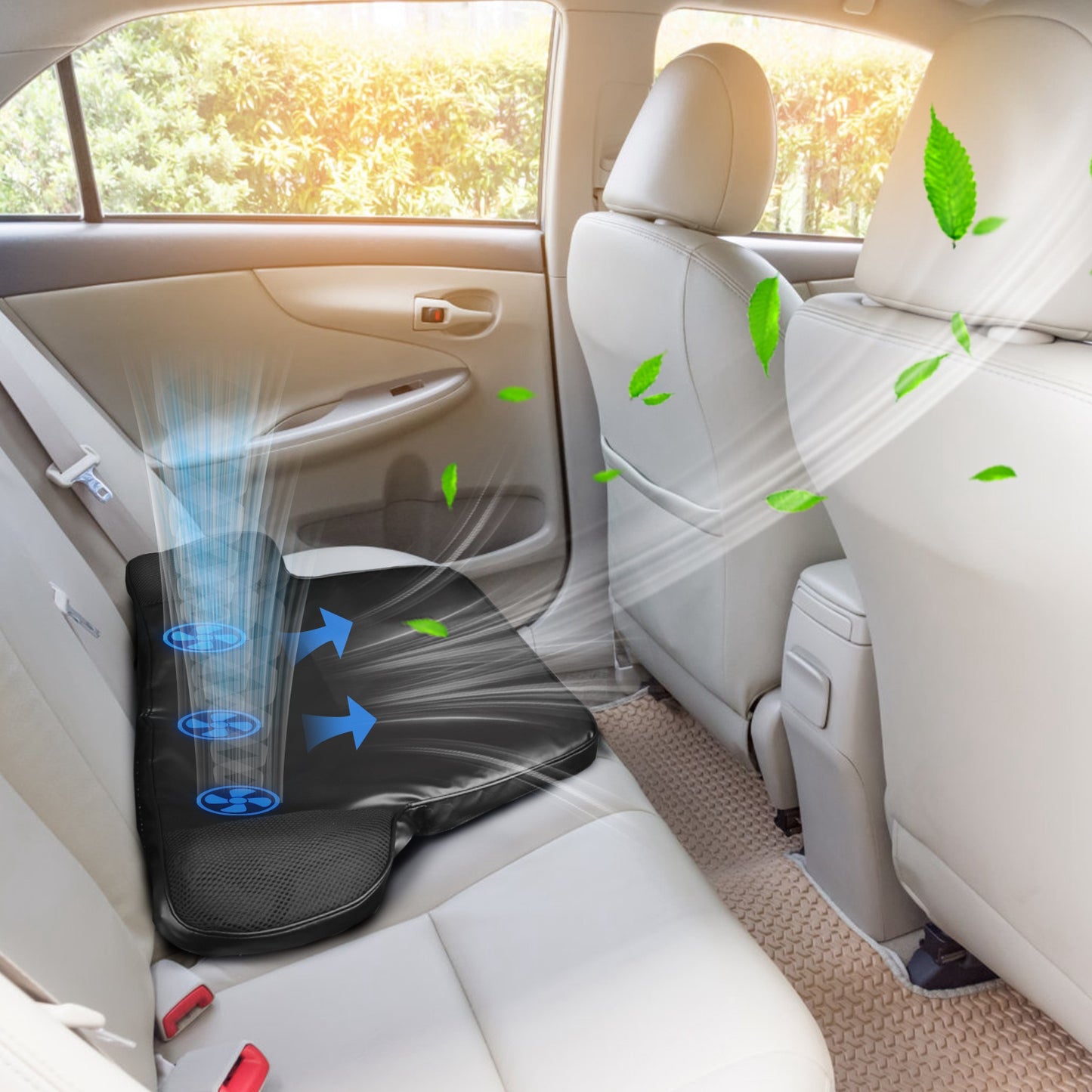 Water Cooling Ventilated Car Seat Cushion – 3-Speed USB Fan, 78°F Constant Temp